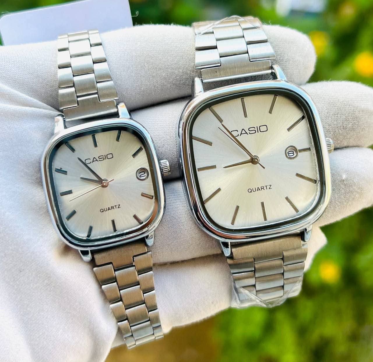 ساعتين Casio Old Money Couple سيلفر ميناء بيضا 