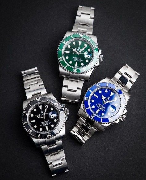 ساعة Rolex Submariner سيلفر ميناء اسود _ازرق_اخضر