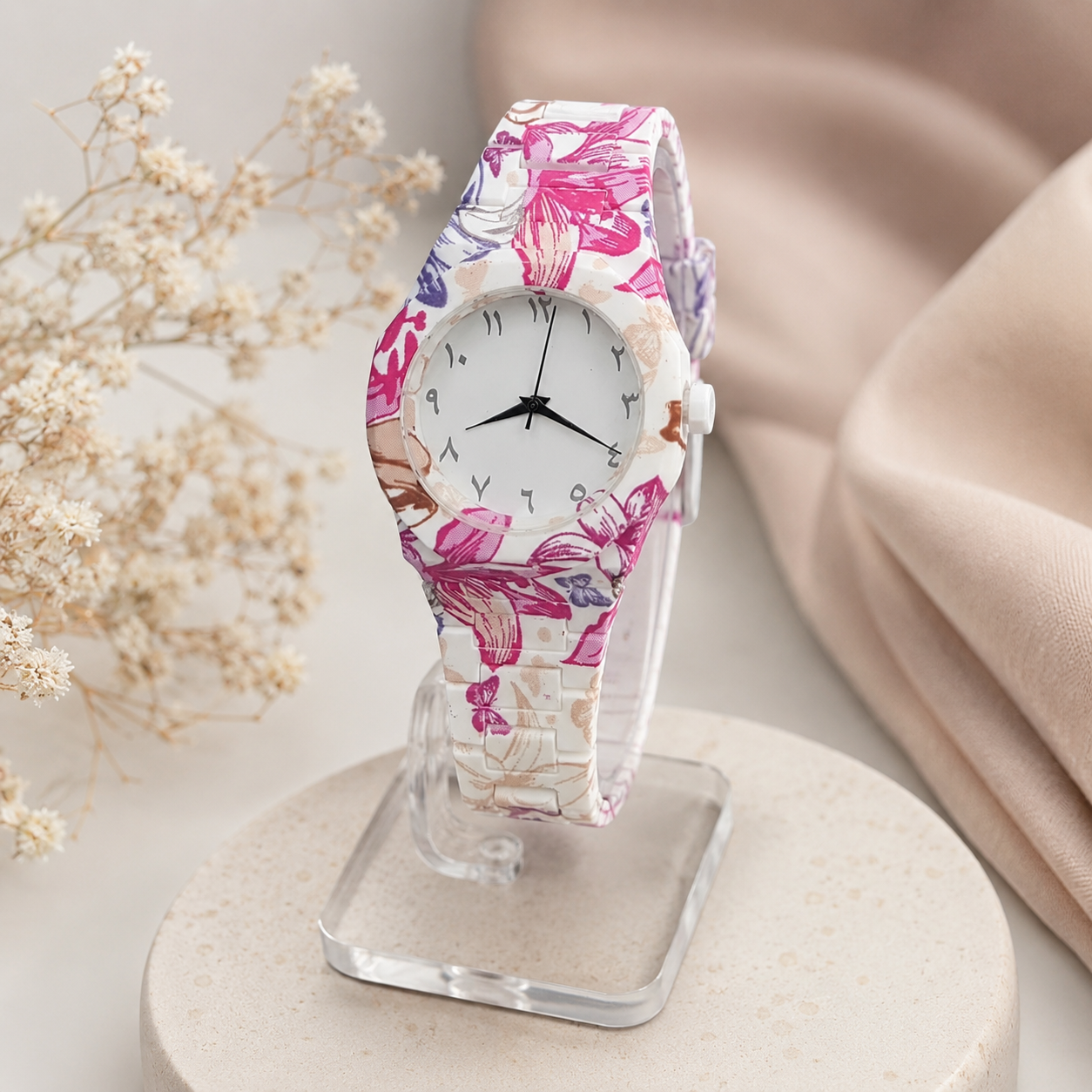 ساعة Carbon Women’s لون اوستيك وردي بينك ميناء ابيض