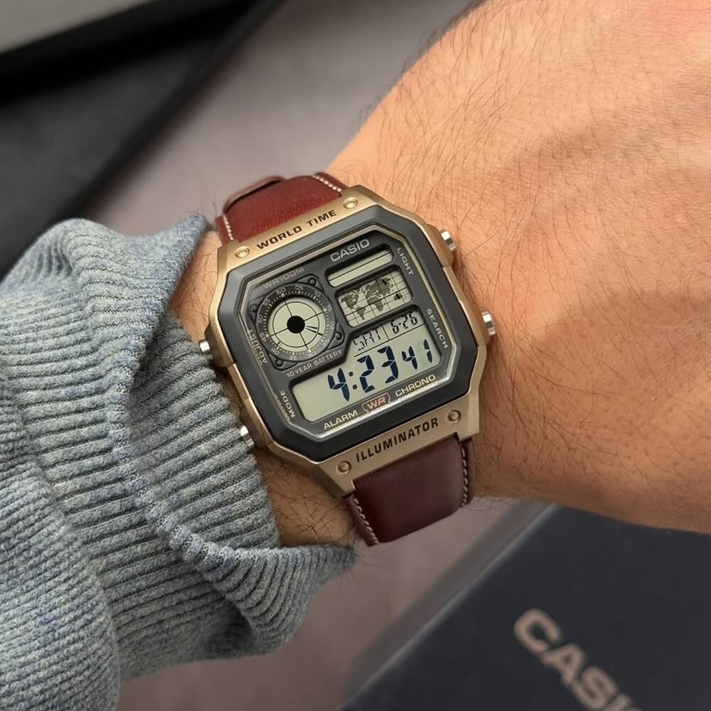 ساعة Casio Royale Watch – Brown Bracelet with Black Dial