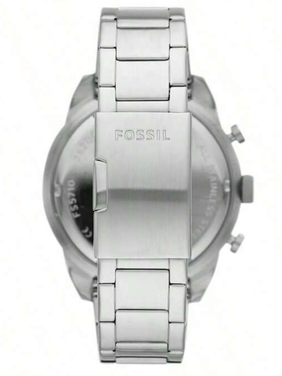 ساعة Fossil 42mm Chronograph Watch – Metal Bracelet لون ابيض واسود واخضر